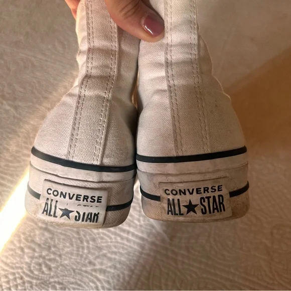 Converse Chuck Taylor High Platform Top Sneakers White Canvas Womens 8.5 Classic - Picture 5 of 15